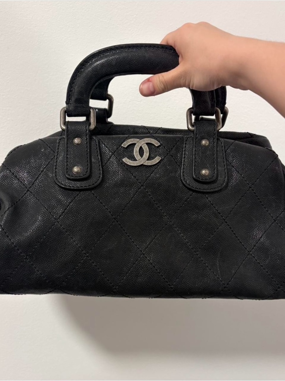 CHANEL Black Quilted Caviar Leather Outdoor Ligne Doctor Tote Bag